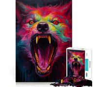 Puzzle Synthwave Lupo per Adolescenti, 1000 pezzi per allenare la mente, semplice e divertente da assemblare, regalo prezioso 38x52cm