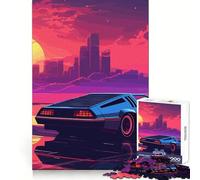 Puzzle Synthwave Retro Auto Tramonto 1000 Pezzi per Adulti Gioco di Ragionamento e Abilità Calma e Rilassamento Taglio Preciso Regalo Affettuoso 50x75cm