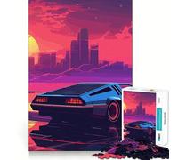 Puzzle Synthwave Retro Car Sunset da 1000 pezzi per adolescenti, gioco stimolante per il pensiero creativo, semplice e divertente, taglio preciso, Babbo Natale, desiderio, scegli 38x26cm