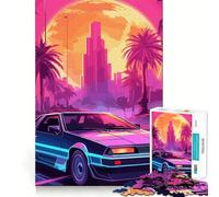 Puzzle Synthwave Retro Car Sunset da 1000 pezzi per adolescenti, stimola la memoria, rilassante e divertente, con bordi precisi, un regalo pensato con cura 50x75cm