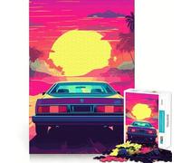 Puzzle Synthwave Retro Car Sunset da 1000 pezzi per adulti, puzzle di memoria, sollevamento lento, goditi l'assemblaggio dell'immagine, regalo creativo 38x52cm