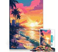 Puzzle Synthwave Retro Miami da 1000 pezzi per adolescenti, gioco cognitivo, svago leggero, assemblaggio di motivi, opera d'arte 38x52cm