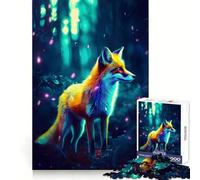 Puzzle Synthwave Volpe con Luci per Adolescenti, 1000 Pezzi, Stimola la Memoria, Tempo Libero, Bordo Pulito, Regalo Splendido 38x26cm