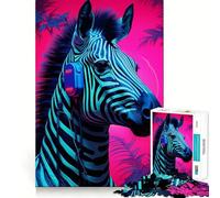 Puzzle Synthwave Zebra da 1000 pezzi per adolescenti, gioco per l'esercizio mentale, momento di condivisione, taglio di precisione, pezzo da collezione 50x75cm