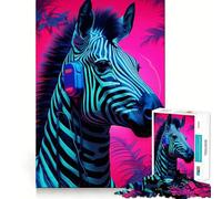 Puzzle Synthwave Zebra da 1000 pezzi per adulti, gioco rilassante per la mente, taglio premium, regalo di compleanno 38x26cm