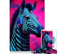 Puzzle Synthwave Zebra per adulti, 1000 pezzi, gioco intelligente per rafforzare i legami familiari, taglio preciso, regalo stagionale 38x52cm