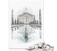 Puzzle Taj Mahal 1000 pezzi per adulti, puzzle in legno, gioco di sfida per l'esercizio mentale, regali di intrattenimento per adolescenti, attività per famiglie (75x50 cm)