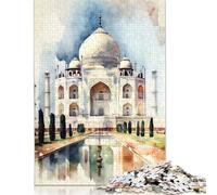 Puzzle Taj Mahal ad acquerello da 1000 pezzi per adulti, puzzle per adulti, regalo di Halloween dai 14 anni in su, 1000 pezzi (75x50 cm)