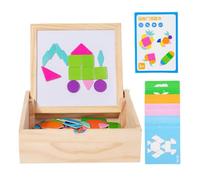 Puzzle Tangram In Legno - 17,8x17,6x5,1 Cm Gioco Di Abbinamenti Di Forme Magnetiche, Giocattolo Puzzle Per Addestramento Cognitivo, Lavagna Per Apprendimento Creativo | Educazione In Stile education