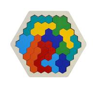 Puzzle Tangram - montesori Wood Puzzle | Blocco Hexa, Hexagon Tangram, Teaser Cerebrale Legno, Geometria Del Cervello Giochi Per Bambini per Bambini Peq