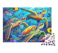 Puzzle Tartarughe Marine 1000 pezzi Materiale Riciclato Oceano Sviluppo Intelligenza Gioco Genitori-Figli 38x26cm