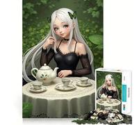 Puzzle "Tea Party" con ragazze anime,1000 pezzi,per adolescenti,gioco stimolante per la mente,montaggio sicuro e stabile,attività divertente per tutta la famiglia (38x52cm)