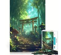 Puzzle "Tempio sacro nella foresta di bambù" per ragazzi, 1000 pezzi, stimola la memoria, rilassante e divertente, taglio di alta qualità, regalo elegante (38x26cm)