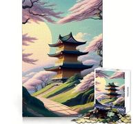 Puzzle Temple Street e Blossom per ragazzi, 1000 pezzi, gioco stimolante e rilassante, taglio liscio, 50x75cm