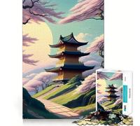 Puzzle Temple Street e Blossom per ragazzi, 1000 pezzi, gioco stimolante e rilassante, taglio liscio, 50x75cm