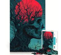 Puzzle "Teschio Albero con Luna Rossa" per adolescenti, 1000 pezzi, gioco di logica e antistress, taglio preciso, regalo di Babbo Natale 38x26cm