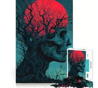 Puzzle "Teschio Albero con Luna Rossa" per ragazzi, 1000 pezzi, gioco intelligente per il tempo libero, taglio preciso, regalo stagionale 50x75cm
