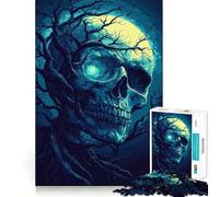 Puzzle Teschio Albero Luna per adulti, 1000 pezzi, gioco di logica, divertente da assemblare, taglio preciso, regalo memorabile 38x52cm