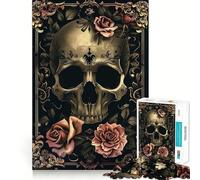 Puzzle Teschio con Rose Rosa IV da 1000 Pezzi per Adolescenti, Puzzle Solido, Gioco di Logica, Divertimento Calmo, Taglio di Precisione, Articolo Desiderio di Babbo Natale 50x75cm