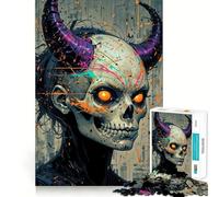 Puzzle "Teschio del Diavolo Urbano con Corna" per adulti,1000 pezzi,gioco di memoria,montaggio sicuro e stabile,gioco significativo per costruire connessioni (38x26cm)
