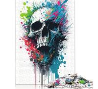 Puzzle Teschio II, sfida difficile, 100% puzzle in cartone riciclato, per donne e uomini, regali per la festa della mamma, 1000 pezzi (26x38 cm)