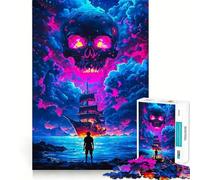 Puzzle "Teschio nel cielo" da 1000 pezzi per ragazzi, gioco stimolante per la mente, divertimento rilassante, taglio preciso, regalo di Natale 50x75cm