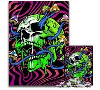 Puzzle teschio psichedelico da 1000 pezzi, puzzle impossibile per adulti, perfetto come regalo di compleanno, Natale e Halloween, 26X38CM/10,23x14,96 pollici.