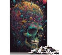 Puzzle teschio psichedelico, puzzle rettangolare in carta dura, difficile, per adulti e bambini, 1000 pezzi (26x38 cm)