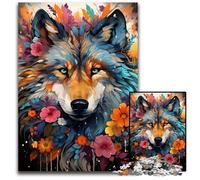 Puzzle "The Colorful Psychedelia of Flower Wolf" da 1000 pezzi per adulti perfetti come decorazioni artistiche fai da te o come regalo di compleanno 1000 pezzi (75x50 cm).