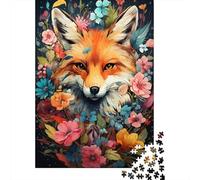 Puzzle "The Colorful Psychedelicism of Flower Fox" Premium, puzzle in cartone riciclato al 100% per bambini e adulti, regalo di Natale da 1000 pezzi (75x50 cm)
