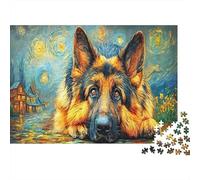 Puzzle The German Shepherd Under The Starry Night Gift - Pet 1000 Pezzi Jigsaw: Adulti Per Divertente Sfida, Giochi Educativi E Casa Decorazione 52x38cm/1000pcs