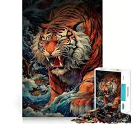 Puzzle "The Great Tiger Wave" da 1000 pezzi per ragazzi, puro gioco di logica, tranquillo, rilassante, pulito, decorazione da parete 50x75cm