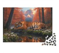 Puzzle Tiger 1000 Pezzi Per Bambini E Adulti, Gioco Di Squadra, Difficile Sfida Puzzles Con Autumn Woods, Idea Regalo 70x50cm/1000pcs