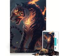 Puzzle Tiger Fire da 1000 pezzi per adulti, gioco di logica, divertimento in casa, bordi precisi, oggetto da collezione 38x52cm