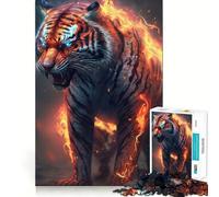 Puzzle Tiger Fire da 1000 pezzi per adulti, gioco di logica, divertimento in casa, bordi precisi, oggetto da collezione 38x26cm