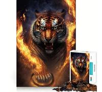 Puzzle Tiger Fire da 1000 pezzi per adulti, puzzle di memoria, sollevamento lento, divertimento, assemblaggio di immagini, regalo creativo 38x52cm