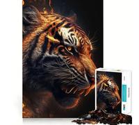 Puzzle Tiger Fire da 1000 pezzi per ragazzi, gioco di logica e divertimento rilassante con bordi lisci, idea regalo creativa 38x26cm