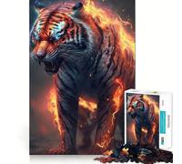 Puzzle Tiger Fire da 1000 pezzi per ragazzi, gioco di logica, momento di relax, bordo di qualità, regalo perfetto 50x75cm