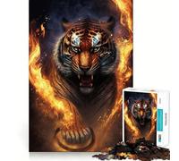Puzzle Tiger Fire per ragazzi, 1000 pezzi per allenare la mente, semplice e divertente da assemblare, regalo prezioso 50x75cm