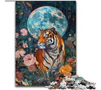 Puzzle Tiger Under The Moon da 1000 pezzi per adolescenti, giocattoli avvincenti che stimolano l'intelligenza cerebrale, regali di compleanno per bambini dai 14 anni in su (26x38cm)