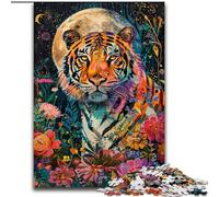 Puzzle Tiger Under The Moon da 1000 pezzi per adulti, gioco stimolante e gioco per famiglie, regalo di compleanno, regali, arte murale (50x75cm)