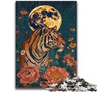 Puzzle Tiger Under The Moon per adolescenti, 1000 puzzle, gioco per famiglie, antistress, sfida difficile, regalo per amici e parenti (38x26cm)