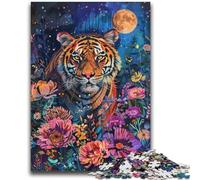 Puzzle Tiger Under The Moon per adolescenti, puzzle da 1000 pezzi, gioco per famiglie, antistress, sfida difficile, ottimi regali e giocattoli (38x52cm)