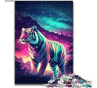 Puzzle Tiger Under The Stars da 1000 pezzi per adulti, puzzle in cartone per adulti, ideale come regalo di Natale e come decorazione per la casa, dimensioni 38x26cm