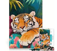 Puzzle "Tigre addormentata nella giungla" per ragazzi, 1000 pezzi, gioco intelligente per il tempo libero, taglio preciso, regalo stagionale 38x26cm
