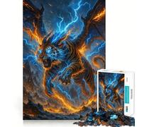 Puzzle "Tigre alata con potere fulmineo" per ragazzi,1000 pezzi,gioco di sviluppo mentale,dimensioni uniformi,pezzi precisi,divertimento in famiglia,attività serale (50x75cm)