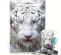 Puzzle Tigre Bianca da 1000 pezzi,gioco di abilità mentale,incastro stabile,parti che non si spostano,passatempo divertente per i lunghi weekend (50x75cm)