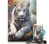 Puzzle Tigre Bianca dagli Occhi Blu,1000 Pezzi,Divertente Gioco di Memoria,Qualità Professionale,Taglio,Regalo Premuroso per Attività Mentale (38x52cm)