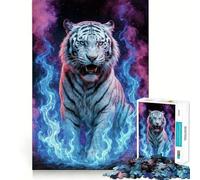 Puzzle "Tigre Bianca in Fiamme" da 1000 pezzi per ragazzi,divertente gioco di memoria,facile da completare,rilassante attività di gruppo al chiuso (50x75cm)