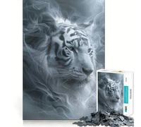 Puzzle Tigre Bianca nel Fumo,1000 Pezzi,Allenamento Mentale,Divertente,Componenti Precisi e Robusti,Un Piacere Affascinante per Rilassarsi in Casa (38x52cm)